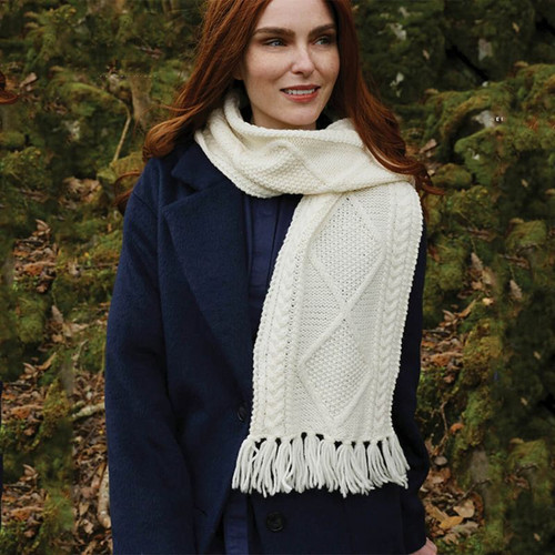 S173669 Fringe Irish Knit Scarf ShopAran.com S173669 Fringe Irish Knit Scarf ShopAran.com
