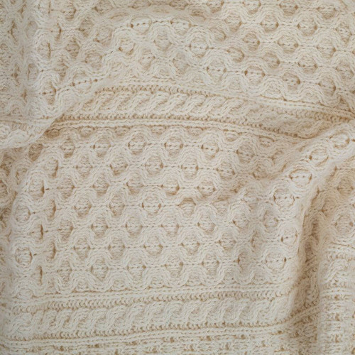 SA810-162 Traditional Irish Baby Blanket In Honeycomb & Cable Stitch ShopAran.com SA810-162 Traditional Irish Baby Blanket In Honeycomb & Cable Stitch ShopAran.com