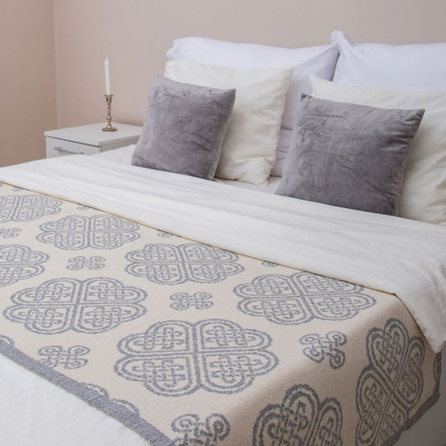 AWT316 303 GREY Colour Celtic Spiral Knit Bed End ShopAran.com AWT316 303 GREY Colour Celtic Spiral Knit Bed End ShopAran.com