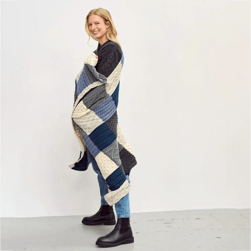 B307854 ONE Colour Atlantic Patchwork Aran Throw in 100% Merino Wool ShopAran.com B307854 ONE Colour Atlantic Patchwork Aran Throw in 100% Merino Wool ShopAran.com