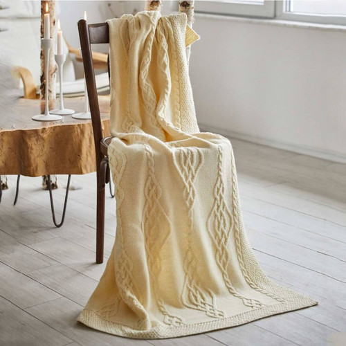AWT907 300 OS Colour Traditional Aran Knit Throw with Celtic Knot Design ShopAran.com AWT907 300 OS Colour Traditional Aran Knit Throw with Celtic Knot Design ShopAran.com