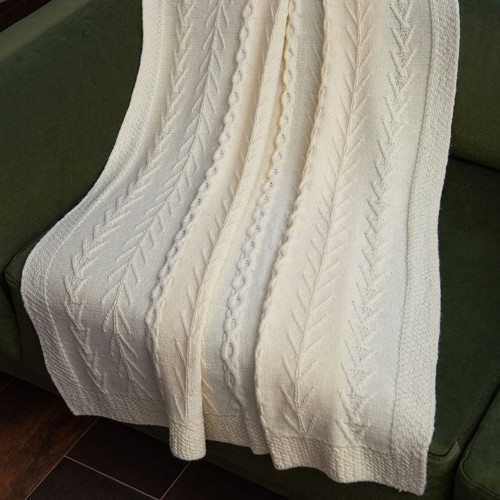 AWT911 300 OS Colour 60 x 40 Inch Aran Throw with Cable Honeycomb and Moss Stitches ShopAran.com
