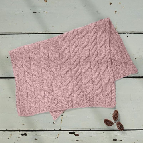 B226 402 SOFT PINK Colour 100% SuperSoft Merino Wool Aran Baby Blanket ShopAran.com