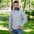 AWM208 303 GREY Colour Crew Neck Aran Sweater In Traditional Irish Knit Side View ShopAran.com