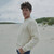 A823162 NATURAL WHITE  Colour Aran Design Irish Fisherman Sweater – Classic  with Cable  Moss Stitches Side View ShopAran.com