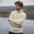 MM204 100 NATURAL WHITE Colour Men's Half Zip Irish Sweater Side View ShopAran.com