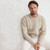 A825 033 BEIGE SKIDDAW Colour Men Relaxed Fit Irish Sweater with Ribbed Hem ShopAran.com