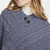 A200 206 DENIM BLUE Colour Irish Aran Poncho Merino Wool with Button Closure Closeup View ShopAran.com