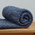 A510 206 DENIM BLUE Colour Patchwork Design Merino Wool Knitted Throw Closeup View ShopAran.com