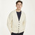 A758 162 NATURAL WHITE Colour Classic Irish Cardigan with Deep V Neck Button ShopAran.com