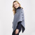 B814 433 BLUE Colour Warm Merino Wool Poncho with Asymmetrical Folded Collar Side View ShopAran.com