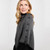 B814 416 CHARCOAL Colour Herringbone Wool Irish Poncho Closeup View Design Side View ShopAran.com