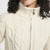 B841 367 NATURAL WHITE Colour Knitted Irish Cardigan with Raised Collar Cable Stitches Closeup View ShopAran.com (2)