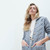 B940 385 MISTY BLUE Colour Buttoned Irish Knit Cardigan in Merino Wool Open View Style ShopAran.com