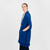 ML104 106 MARL BLUE Colour Warm Merino Wool Irish Shawl with Handy Pockets Side View ShopAran.com