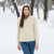 ML113 100 NATURAL WHITE Colour Women’s Merino Wool Aran Cardigan with Tree of Life Design and Hood ShopAran.com