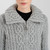 ML114 103 GREY Colour Authentic Irish Aran Coat with Double Layered Roll Neck ShopAran.com