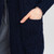 ML116 104 NAVY BLUE Colour Traditional Merino Wool Irish Hooded Cardigan for Ladies Closeup View Knitted Aran ShopAran.com