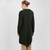 ML120 102 ARMY GREEN Colour Buttoned Aran Coat Soft Merino Wool Knit Back Side View ShopAran.com