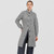 ML126 103 GREY Colour A Line Aran Jacket Merino Wool Celtic Buttons Studio Open Front View ShopAran.com
