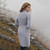 ML126 103 GREY Colour A Line Aran Jacket Merino Wool Celtic Buttons Back Side View ShopAran.com