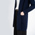 ML130 104 NAVY BLUE Colour Irish Knit Cardigan With Open Front Closeup Aran Stitches View ShopAran.com
