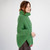 ML133 105 GREEN Colour Cowl Neck Aran Poncho Soft Merino Wool Side View ShopAran.com
