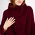 ML133 108 WINE RED Colour Irish Cable Poncho Chunky Cowl Neck Design Closeup View ShopAran.com