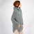 ML133 113 MISTY BLUE Colour Women’s Irish Poncho Merino Wool Cable Knit Side View ShopAran.co