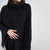 ML133 111 BLACK Colour Cozy Irish Poncho Merino Wool with Cable Stitch Closeup View ShopAran.com