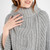 ML133 103 GREY Colour Irish Merino Wool Poncho Cowl Neck Cable Stitch Studio Closeup View ShopAran.com