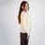 ML152 100 NATURAL WHITE Colour Short Knit Aran Lumber Cardigan Side View ShopAran.com