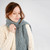 ML252 113 MISTY BLUE Colour Authentic Aran Cable Knit Scarf Closeup View ShopAran.com
