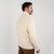 MM201 100 NATURAL WHITE Colour Men’s Merino Aran Button Cardigan Side View ShopAran.com