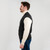 MM207 101 CHARCOAL Colour Men’s Knit Cardigan Vest In Cable Stitch Side View ShopAran.com