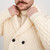 MM225 100 NATURAL WHITE Colour Men Irish Button Aran Cardigan Closeup Collar View ShopAran.com
