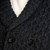 MM225 101 CHARCOAL Colour Men’s Aran Wool Cardigan with Shawl Collar Closeup View ShopAran.com