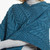 B678 443 TEAL BLUE Colour Worsted Wool Sweater with Traditional Irish Patterns Closeup View ShopAran.com