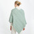 B676 373 SEAFOAM GREEN Colour Wool Aran Sweater with Ribbed Cuffs and Hem Back Side View ShopAran.com