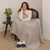 B927 371 MISTY GREY Colour Traditional Aran Blanket with Large Cable Pattern ShopAran.com