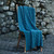 B927 443 TEAL BLUE Colour Authentic Irish Knit Blanket in Soft Merino Wool ShopAran.com