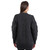 ML156 101 CHARCOAL Colour Women's Boyfriend Aran Cardigan Back Side Studio View ShopAran.com