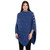 ML184 106 Women’s Aran Style Poncho in Merino Wool with Buttons Sideview ShopAran.Com