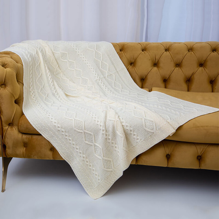 AWT909 300 Colour Authentic Irish Throw with Classic Aran Patterns ShopAran.com