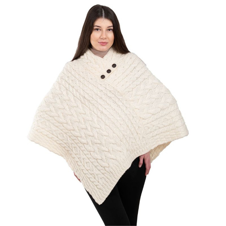 IFL182 600 Triangular Irish Fisherman Wool Poncho ShopAran.Com