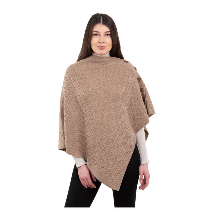 LLS110 906 Traditional Irish Lambswool Poncho ShopAran.Com