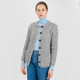 ML115 103 GREYColour Ladies Aran Knit Lumber Sweater with Football Buttons Open Front View ShopAran.com