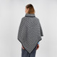 AWL318 304 NAVY BLUE Colour Irish Herringbone Knit Poncho Back Side ShopAran.com