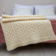 SHOP ONLINE MT121 100 OS Colour Merino Wool Aran Throw With Heart Pattern ON ShopAran.com
