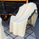 MT100 100 NATURAL WHITE Colour Traditional Aran Throw Blanket in 100% Merino Wool ShopAran.com
